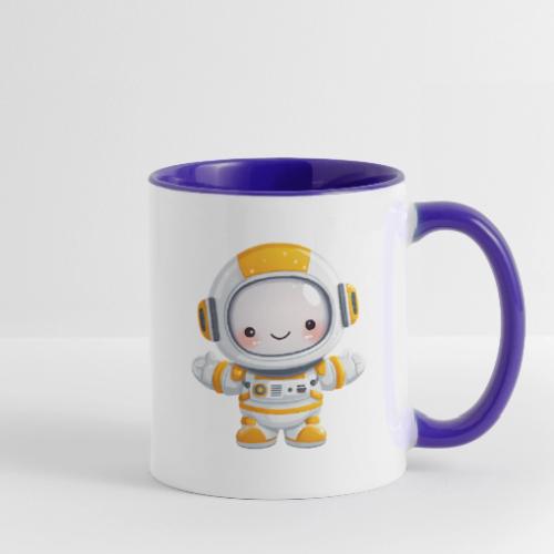 Cute Cartoon Baby Astronaut in White and Yellow - Contrast Coffee Mug