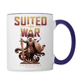 SUITED FOR WAR ARMOR OF GOD - Contrast Coffee Mug - white/cobalt blue - Right