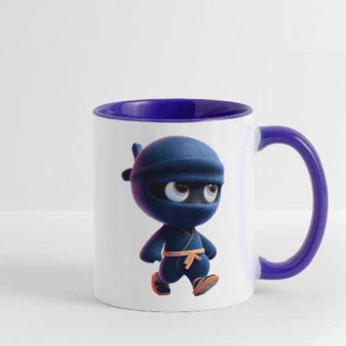 Playful Cartoon Baby Ninja Walking Happily - Contrast Coffee Mug