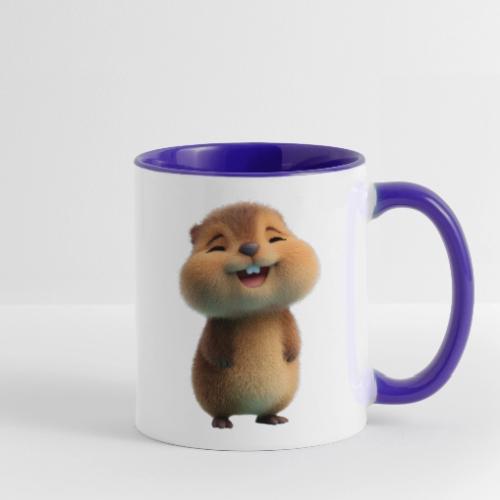 Joyful Cartoon Baby Beaver - Contrast Coffee Mug