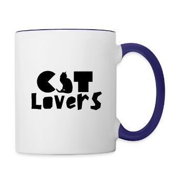 cat lovers - Contrast Coffee Mug - white/cobalt blue - Right