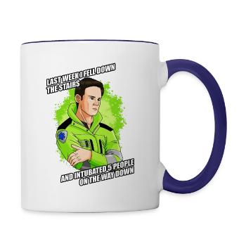 Paramedic MEME - 5 Stair Intubation - Contrast Coffee Mug - white/cobalt blue - Right