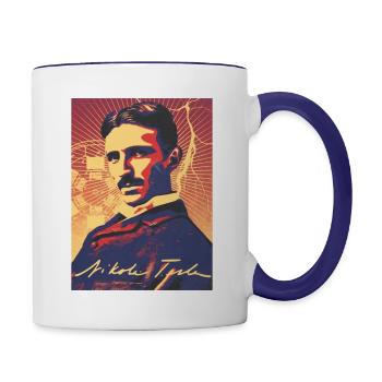 Tesla Signature - Contrast Coffee Mug - white/cobalt blue - Right