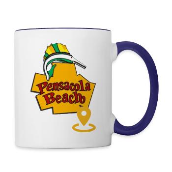 Pensacola Beach (Marlin) Colorbrand - Contrast Coffee Mug - white/cobalt blue - Right