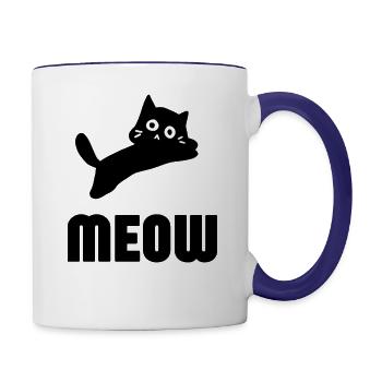 Funny Minimalist Cat - Contrast Coffee Mug - white/cobalt blue - Right