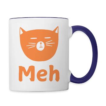 Meh Cat - Contrast Coffee Mug - white/cobalt blue - Right