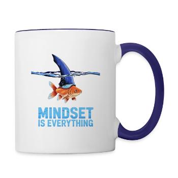 "Shark Mindset Goldfish – Inspirational Motivation - Contrast Coffee Mug - white/cobalt blue - Right