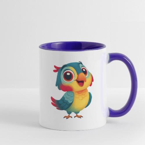Bright Cartoon Parrot with Joyful Expression - Contrast Coffee Mug