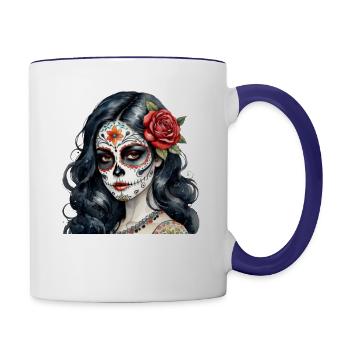 Beauty death-design t-chirt and hoodies unisex. - Contrast Coffee Mug - white/cobalt blue - Right