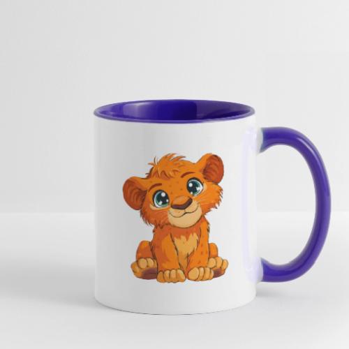 Sweet Cartoon Lion Cub with Big Innocent Eyes - Contrast Coffee Mug