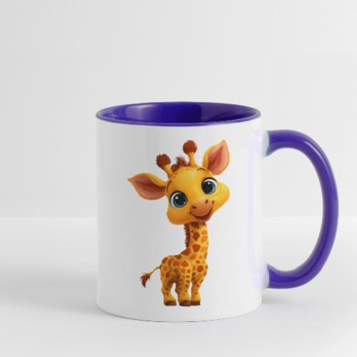 Adorable Cartoon Baby Giraffe with Big Eyes - Contrast Coffee Mug