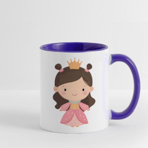Cute Cartoon Little Princess Standing and Smiling - Contrast Coffee Mug