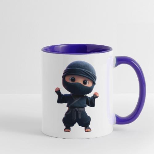Cute Cartoon Ninja Toddler in Fight Pose - Contrast Coffee Mug
