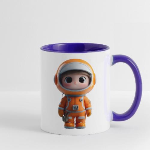 Cute Cartoon Astronaut in Orange Suit - Contrast Coffee Mug