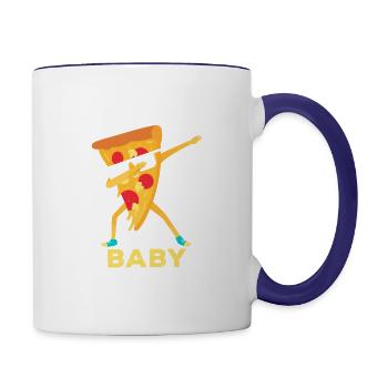 Dabbing Pizza Slice Slice Baby - Contrast Coffee Mug - white/cobalt blue - Right