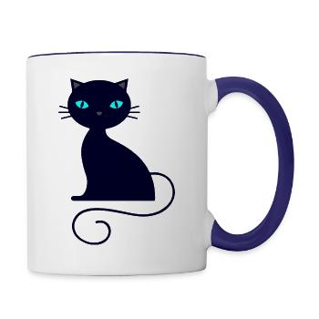 Funny Blue Cat - Contrast Coffee Mug - white/cobalt blue - Right