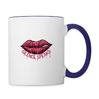 silence speaks - Contrast Coffee Mug - white/cobalt blue - Right