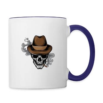 skull smoke - Contrast Coffee Mug - white/cobalt blue - Right