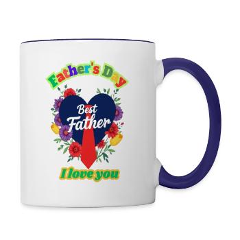FATHER S DAY , BEST FATHER ,I LOVE YOU - Contrast Coffee Mug - white/cobalt blue - Right