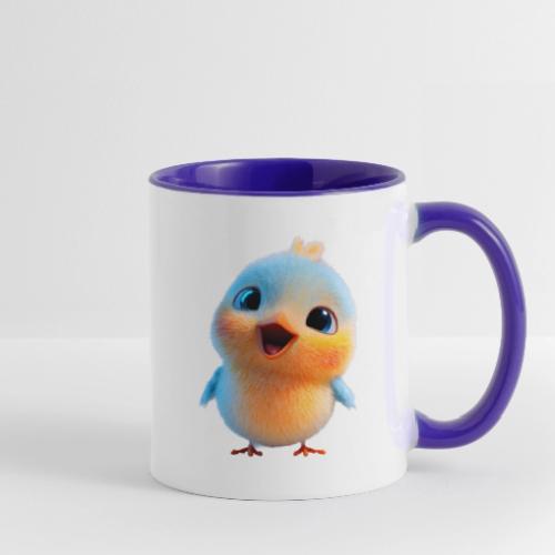 Colorful Cartoon Baby Bird in Orange and Blue - Contrast Coffee Mug