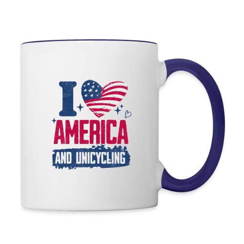 I Love America And Unicycling - Contrast Coffee Mug
