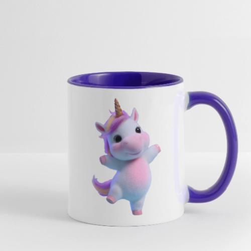 Cute Cartoon Unicorn Dancing Joyfully - Contrast Coffee Mug