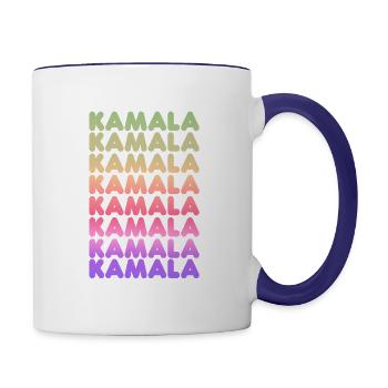 kamala design vintage - Contrast Coffee Mug - white/cobalt blue - Right