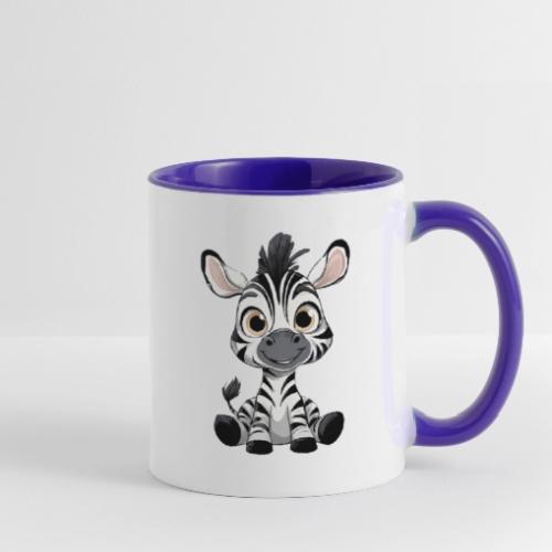 Adorable Cartoon Baby Zebra with Innocent Eyes - Contrast Coffee Mug