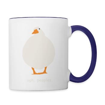 Fat Duck funny illustration - Contrast Coffee Mug - white/cobalt blue - Right