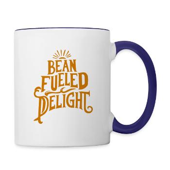 typography T shirt design Bean Fueled Delight - Contrast Coffee Mug - white/cobalt blue - Right