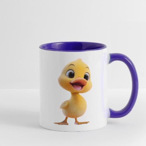 Bright Yellow Baby Duck Smiling - Contrast Coffee Mug