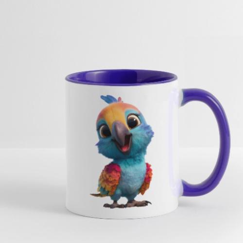 Colorful Cartoon Baby Parrot Design - Contrast Coffee Mug