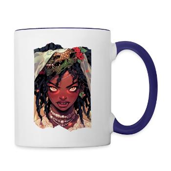 Vampire Girl - Contrast Coffee Mug - white/cobalt blue - Right