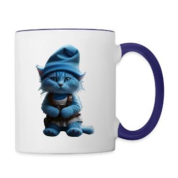 BLUE COLOR CUTE CAT T-SHIRT - Contrast Coffee Mug - white/cobalt blue - Right