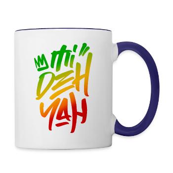 Mi Deh Yah Rasta Saying Graffiti Style Rasta Color - Contrast Coffee Mug - white/cobalt blue - Right