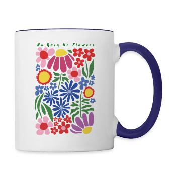 pas de pluie, pas de fleurs - Tasse bicolore - blanc/bleu cobalt - Droite