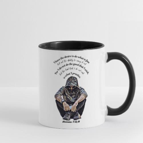 Hooded Man Color Pencil Sketch Drawing Scripture - Contrast Coffee Mug