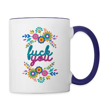 Fuck you - Contrast Coffee Mug - white/cobalt blue - Right
