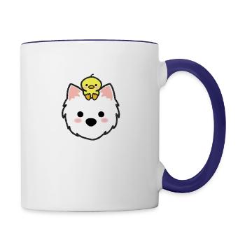 Westie with Duckie - Contrast Coffee Mug - white/cobalt blue - Right