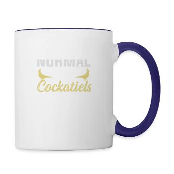 I Was Normal Two Cockatiels Ago - Contrast Coffee Mug - white/cobalt blue - Right