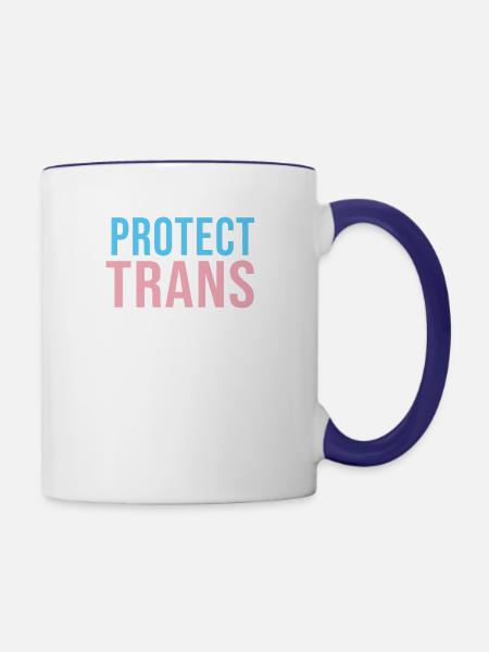 protect trans youth - Contrast Coffee Mug - white/cobalt blue