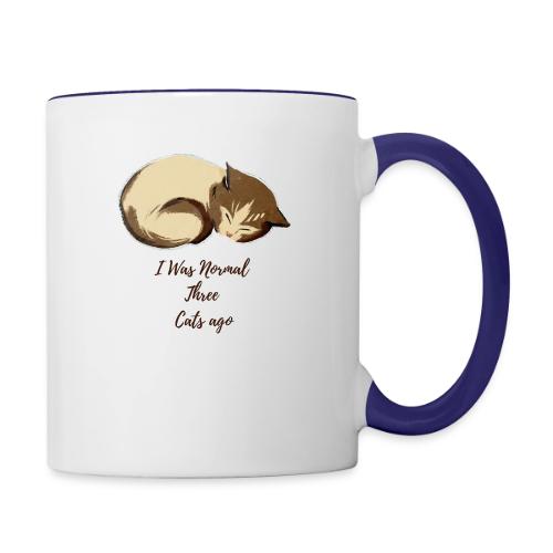 I Was Normal Three Cats Ago Funny Cat T-Shirt - Contrast Coffee Mug