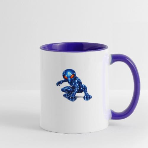 Blue Alien Crouch - Contrast Coffee Mug