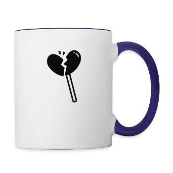Broken Heart Lollipop Candy - Contrast Coffee Mug - white/cobalt blue - Right