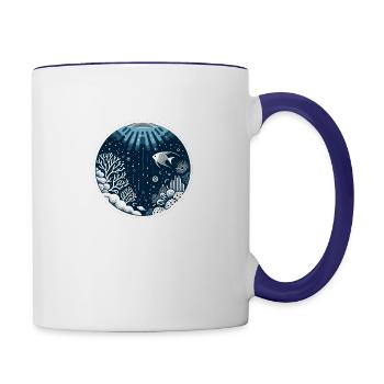 Depth of the Ocean Minimalistic - Contrast Coffee Mug - white/cobalt blue - Right