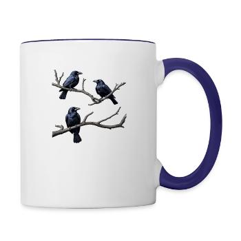 Raven Black Birds - Contrast Coffee Mug - white/cobalt blue - Right
