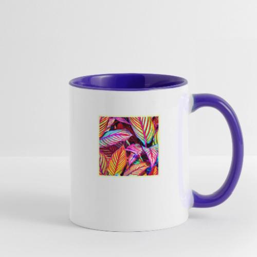 Striped Neon Leaves Design - Contrast Coffee Mug