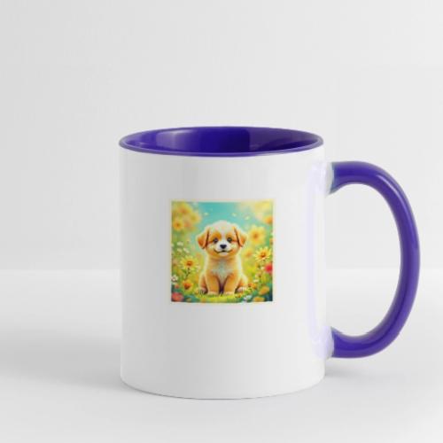 Cute Puppy Flower Art - Contrast Coffee Mug