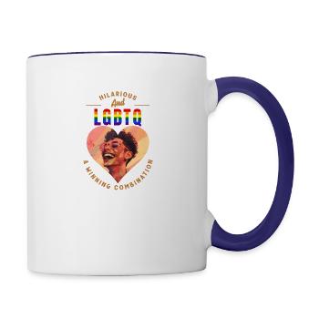 HILARIOUS AND LGBTQ A WINNING COMBINATION - Contrast Coffee Mug - white/cobalt blue - Right