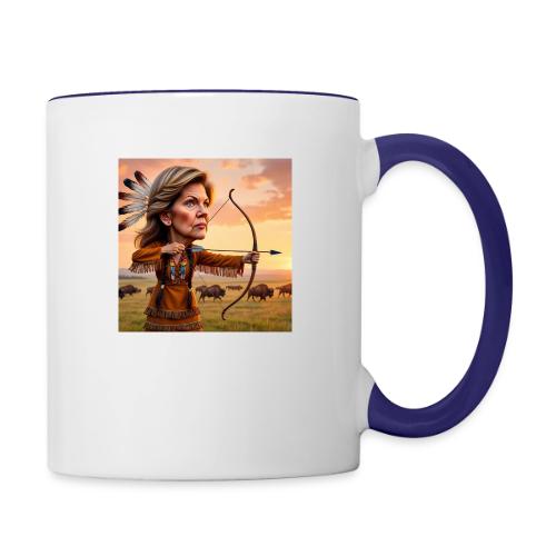 Elizabeth Warren hunting buffalo - Contrast Coffee Mug